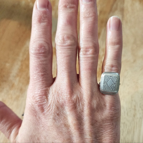 Handmade Art Deco Sterling Silver Pinkie Ring, size 3.5 - Picture 5 of 6